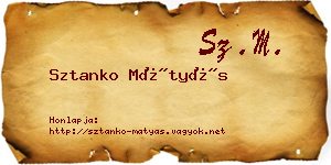 Sztanko Mátyás névjegykártya